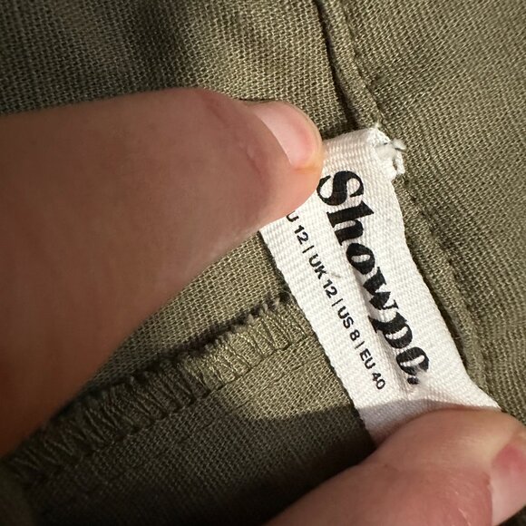 NWOT Showpo Kaori Belted Paper Bag Waist Utility Pants in Khaki Green - Size 8 - Picture 8 of 8